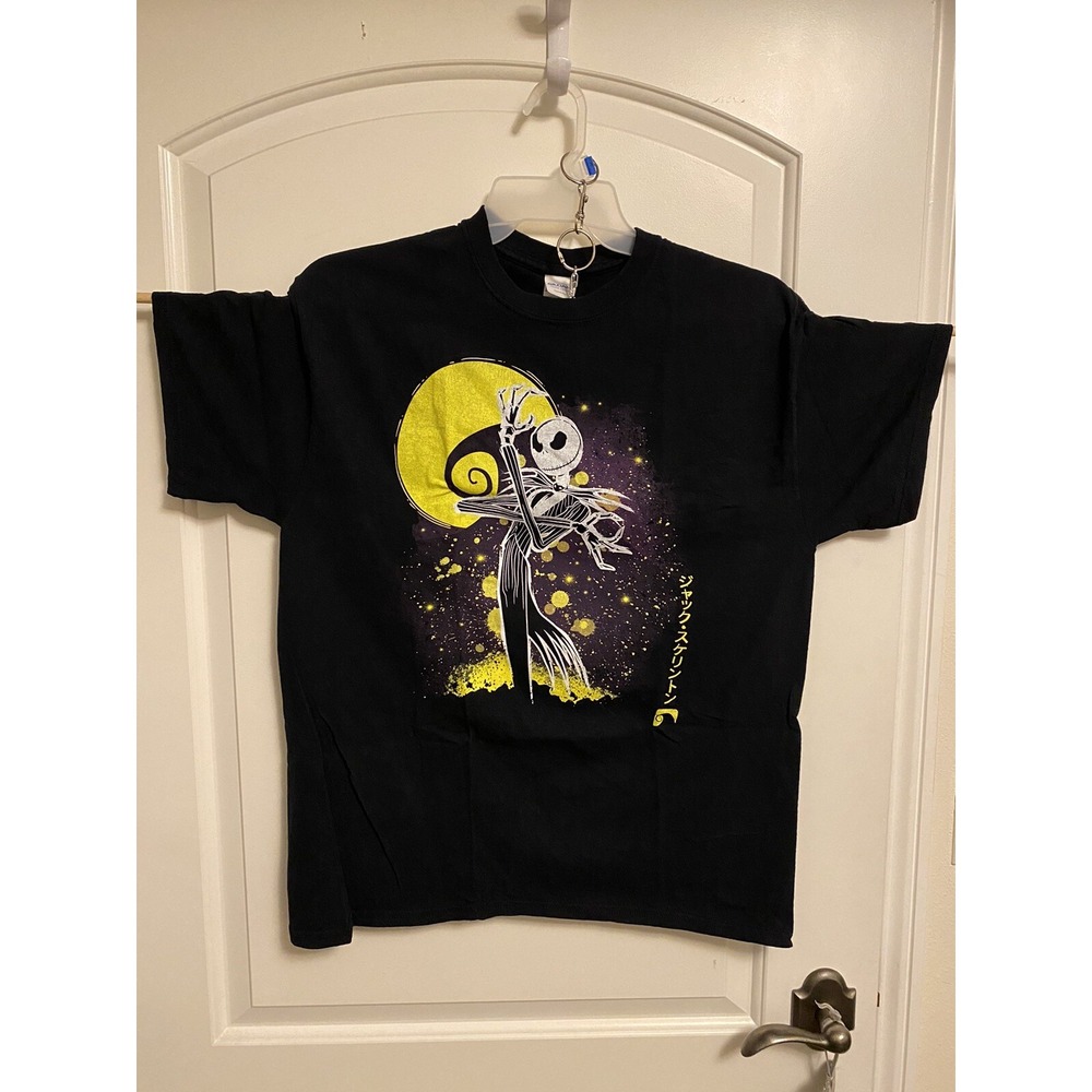 Nightmare Before Christmas Jack Skellington, T-Shirt Size L Crew Black Cotton